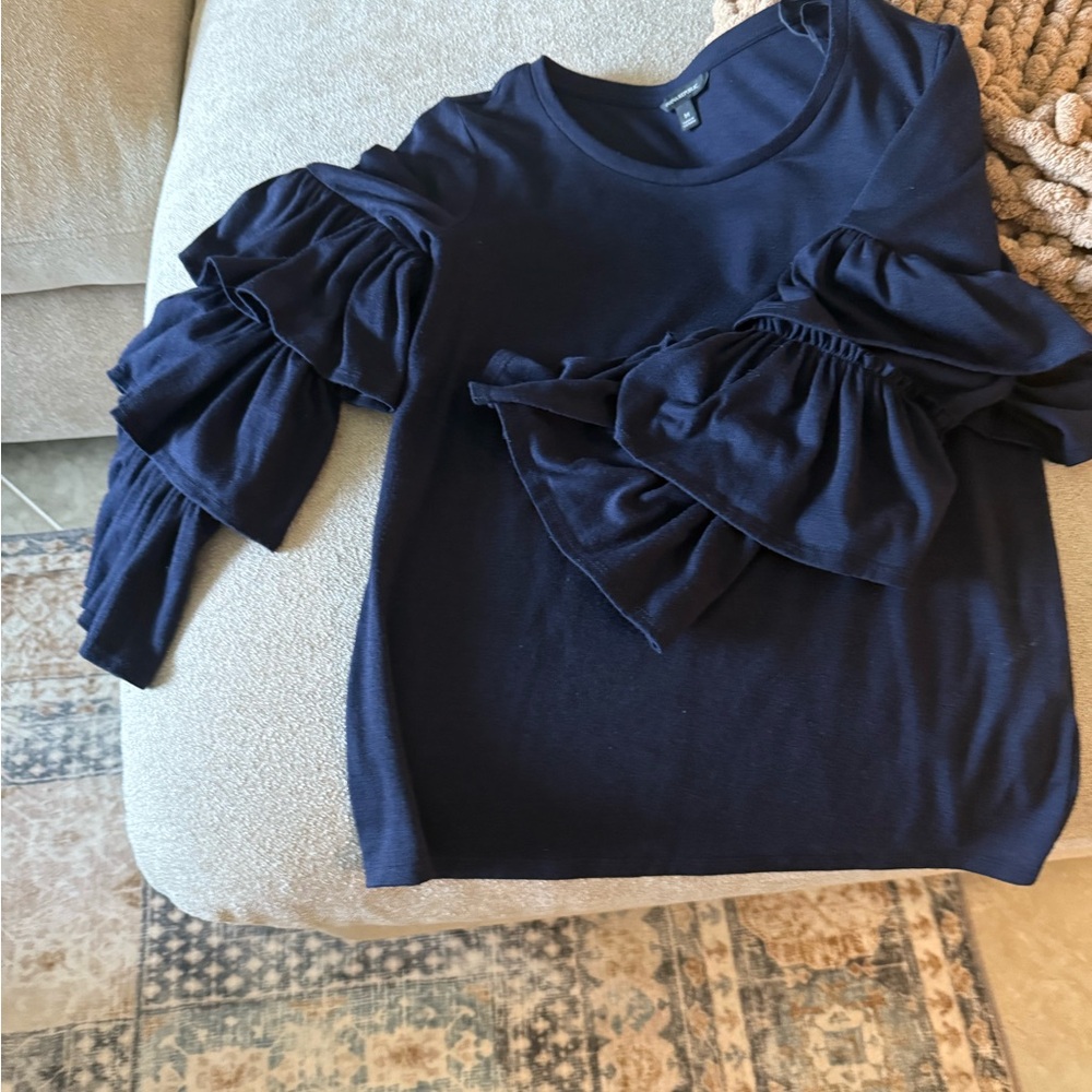 Banana Republic Dark Blue Ruffle Blouse